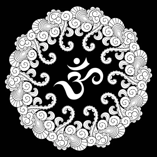 Om in mandala rotondo — Vettoriale Stock