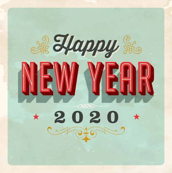Jahrgang 2020 Neujahrsgrußkarte. — Stockvektor