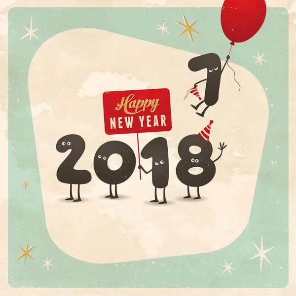 Styl Vintage śmieszne życzeniami - szczęśliwy Nowy Rok 2018 r. — Wektor stockowy