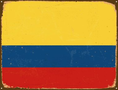 Vintage Metal işareti - Kolombiya bayrak - vektör Eps10.