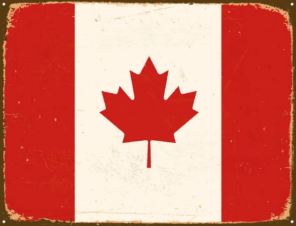 Panneau métallique vintage - Drapeau du Canada - Vecteur EPS10 . — Image vectorielle