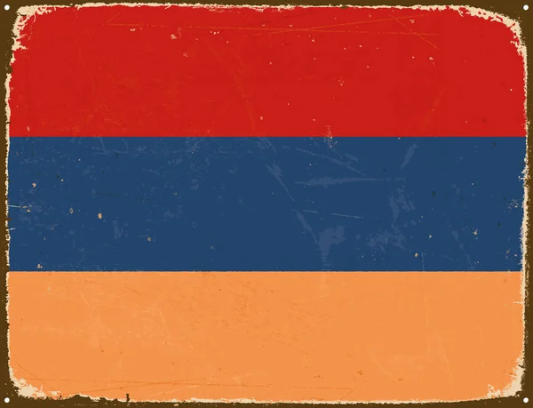 Cartel de Metal Vintage - Bandera de Armenia - Vector EPS10 . — Archivo Imágenes Vectoriales