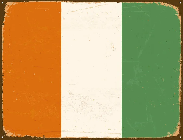 Vintage metalen teken - Ivory Coast Cote d'Ivoire vlag - Vector Eps10. — Stockvector