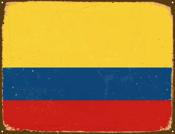 Vintage metalowy znak - flaga Kolumbii - wektor Eps10. — Wektor stockowy