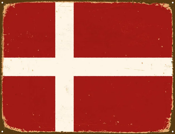 Vintage fém jel - Dánia zászló - Vector-Eps10. — Stock Vector