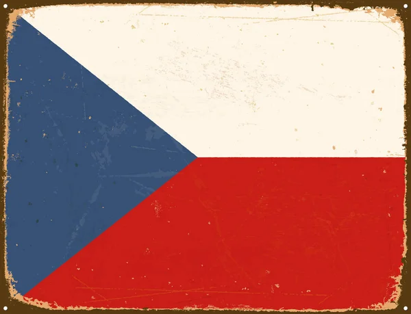 Vintage Metal Sign - Tsjechië Flag - Vector Eps10. — Stockvector