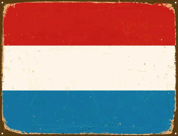老式金属标志-卢森堡国旗-矢量 Eps10. — 图库矢量图片