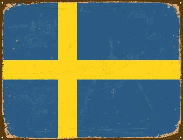 Vintage metal sign - schwedische Flagge - Vektor eps10. — Stockvektor