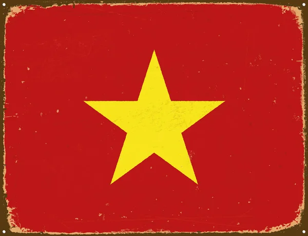 Sinal de metal vintage - Bandeira do Vietnã - Vetor EPS10 . — Vetor de Stock