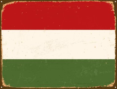 Vintage Metal işareti - Macaristan bayrağı - vektör Eps10