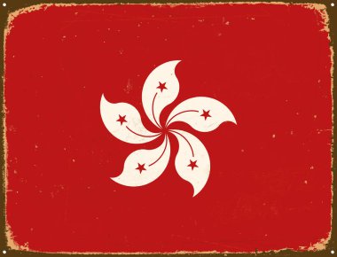 Vintage Metal işareti - Hong Kong Flag - vektör Eps10
