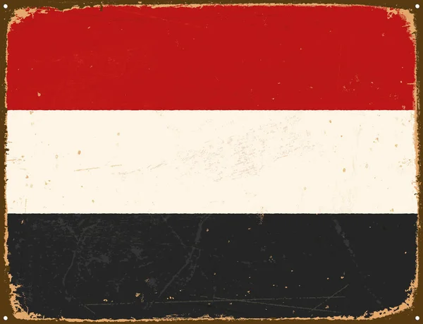 Vintage Metal Sign - Jemen Flag - Vector Eps10. — Stockvector