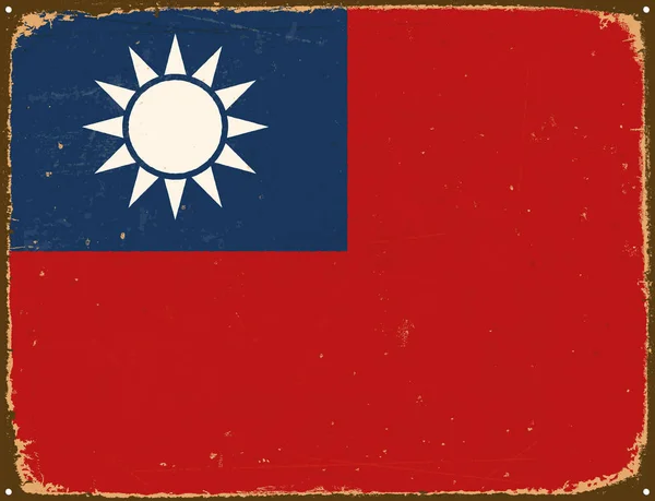 Sinal de metal vintage - Bandeira de Taiwan - Vetor EPS10 . — Vetor de Stock