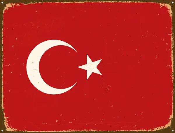 Vintage metall skylt - Turkiet Flag - vektor Eps10. — Stock vektor