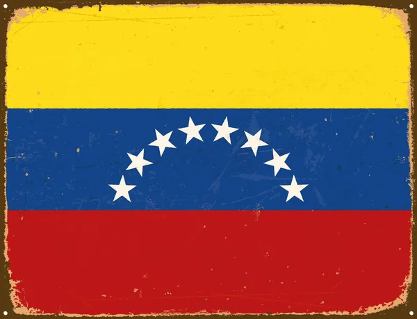 Cartel de Metal Vintage - Bandera de Venezuela - Vector EPS10 — Archivo Imágenes Vectoriales
