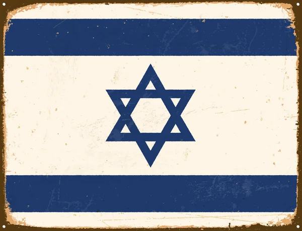 Vintage Metal Sign - Israel Flag - Vector EPS10 — Stock Vector