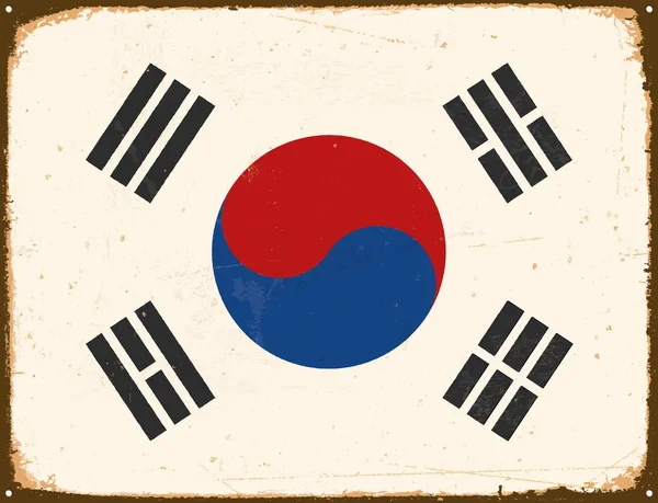 Sinal de metal vintage - Bandeira da Coreia do Sul - Vetor EPS10 — Vetor de Stock