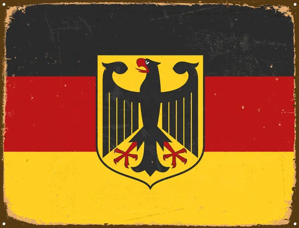 Cartel de metal vintage - Bandera de Alemania - Vector EPS10 . — Archivo Imágenes Vectoriales