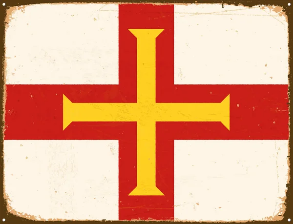 Vintage Metal Sign - Guernsey Flag - Vector Eps10. — Stockvector