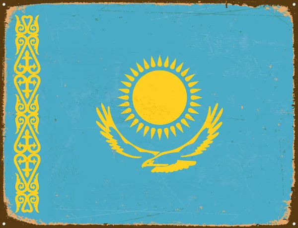 Retro cedule - Kazachstán vlajky - vektor Eps10. — Stockový vektor