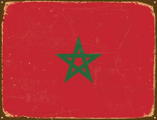 Panneau métallique vintage - Drapeau du Maroc - Vecteur EPS10 . — Image vectorielle