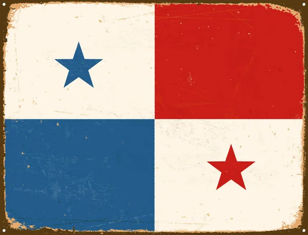 Panneau métallique vintage - Drapeau Panama - Vecteur EPS10 . — Image vectorielle