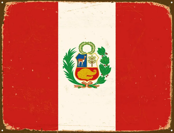 Señal de Metal Vintage - Bandera de Perú - Vector EPS10 . — Archivo Imágenes Vectoriales