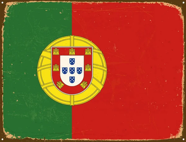 Vintage Metal Sign - Portugal Flag - Vector Eps10. — Stockvector