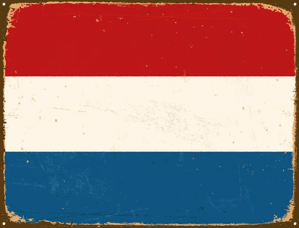 Cartel de metal vintage - Bandera de los Países Bajos - Vector EPS10 . — Vector de stock