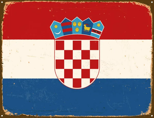 Panneau métallique vintage - Drapeau Croatie - Vecteur EPS10 . — Image vectorielle