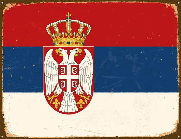 Cartel de metal vintage - Bandera de Serbia - Vector EPS10 . — Vector de stock