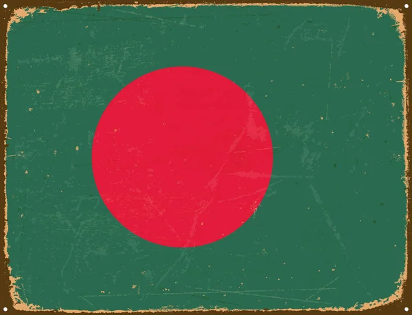 Panneau métallique vintage - Drapeau du Bangladesh - Vecteur EPS10 . — Image vectorielle