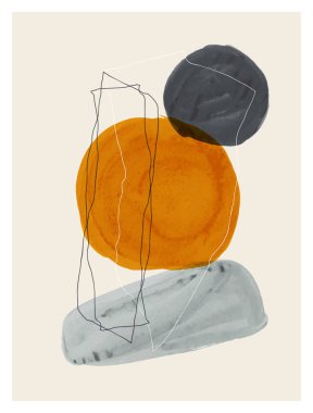 Duvar dekorasyonu, kartpostal ya da broşür tasarımı için minimalist el boyaması çizimi.