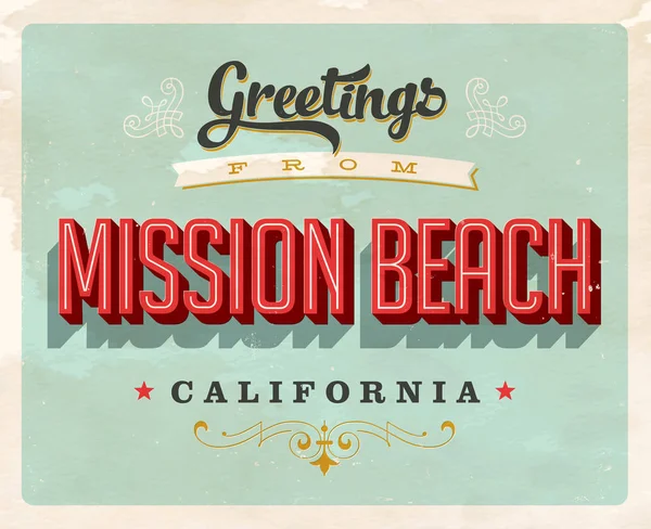 Saludos desde Mission Beach, California — Vector de stock