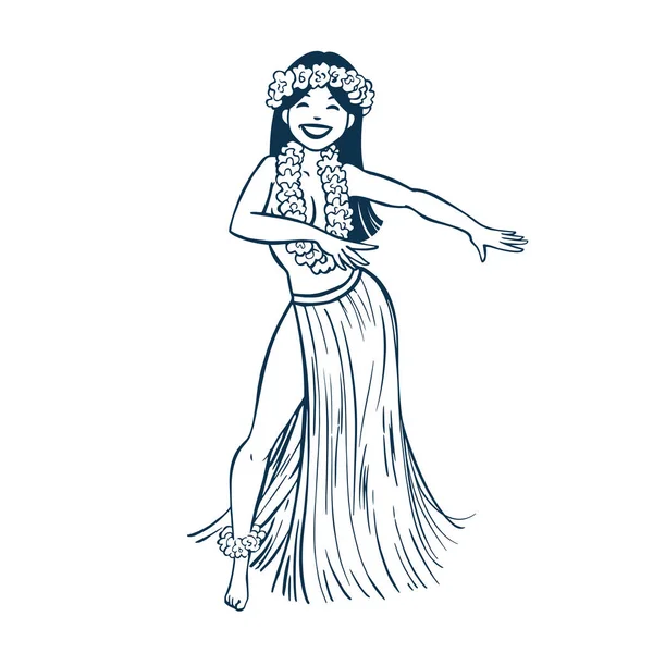 Vintage Style Clip Art Dancing Hula Girl Vector - Stok Vektor