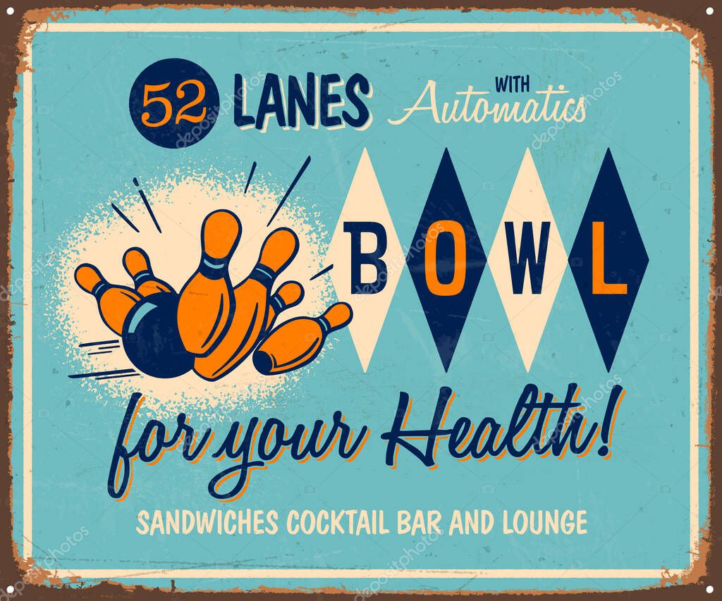 Vintage style, painted or enamelled metal sign - Bowl for your health! - Vector - Grunge effects can be easily removed for a brand new, clean sign.