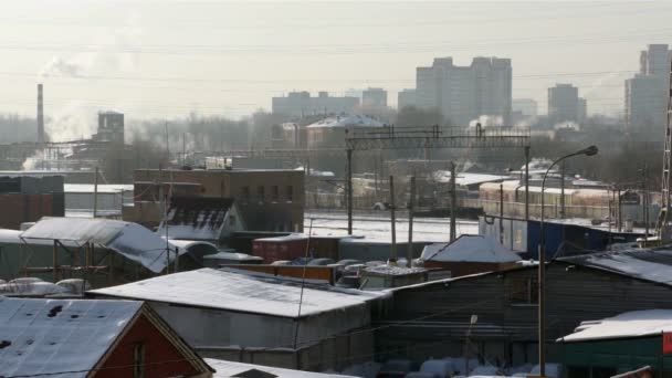 Zimowe miasto przemysłowe — Wideo stockowe