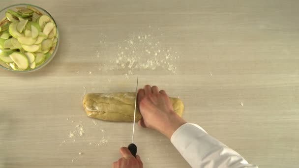 Manual dough cutting. — Stock Video