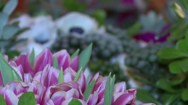 Gros plan sur les fleurs pour la décoration de mariage — Video