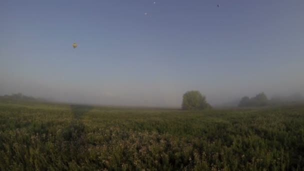 Blick auf die Landschaft aus dem Cockpit des Heißluftballons — Stockvideo