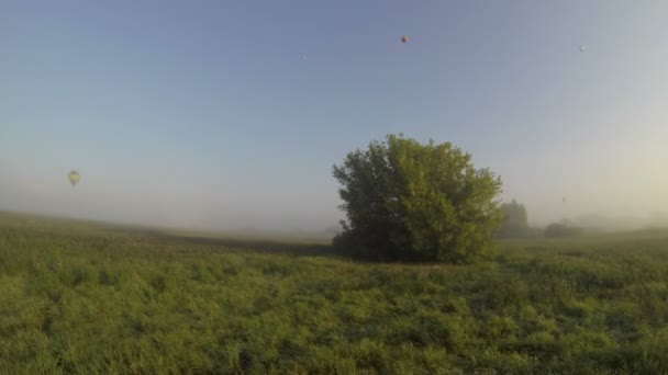 Uitzicht op het landschap van hete lucht ballon cockpit — Stockvideo