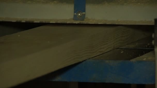 Pieza de madera en un proceso de corte . — Vídeo de stock