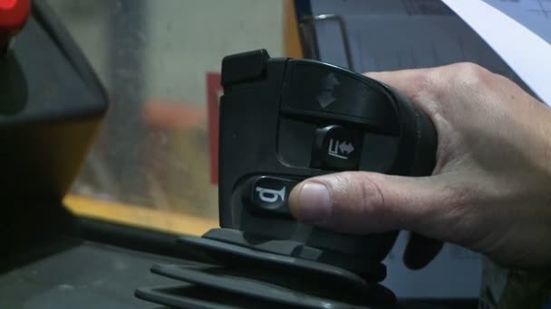 View of scanning box with laser barcode reader — Stock Video