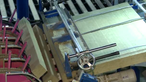 Pohled na výrobní stroje efektní dřevěné tyče — Stock video