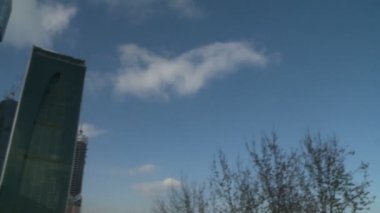 Moskova şehir iş merkezinde kış dış