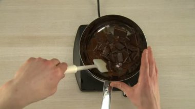 Karıştırma işlemi ocakta çikolata sır