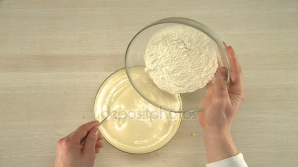Dough cooking view form above. — Stock Video