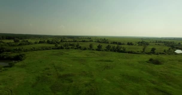 Luchtfoto van een Russische zonnige landschap — Stockvideo
