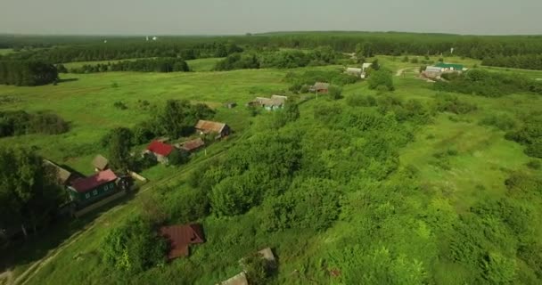 Luchtfoto van Russische land landschap — Stockvideo