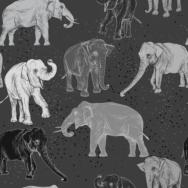 Бесшовный рисунок с диким слоном — стоковый вектор